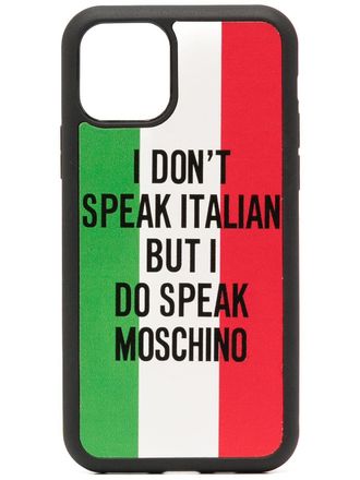 Moschino Italian flag print iPhone 11 Pro case - women - Polyurethane/Polycarbonite - One Size - Black
