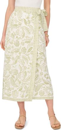 Vince Camuto Mixed Print Wrap Skirt in Sage at Nordstrom, Size 14