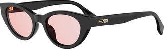 Fendi Lettering Sunglasses - female - Fendi - Sunglasses - Black - 51 MM - Accessories