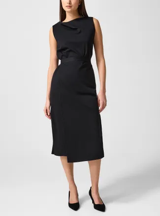 BOSS Womens Asymmetrical collar pure cotton dress