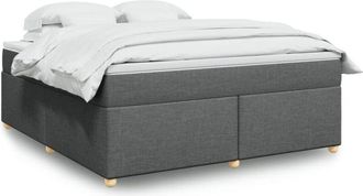 vidaXL Vidaxl - Cama Box Spring Con Colch&oacute;n Tela Gris Oscuro 180x200 Cm