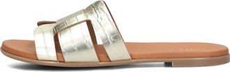 Notre-V Schoenen, Dames, Geel, 39 EU, Leer, Gouden leren slippers