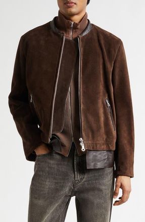 Our Legacy Drift Suede & Leather Jacket in Wenge Brown Wet Suede at Nordstrom, Size 42 Us
