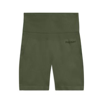 Freddy Leggings Corti Seamless con Vita Alta e Inserti in Costina