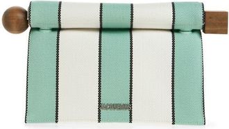 Jacquemus La Pochette Rond Carr&eacute; Canvas Clutch in Print Stripes White /Min 5Bt at Nordstrom