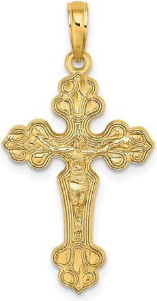 Diamond2Deal 14k Yellow Gold Diamond-Cut Crucifix W Fancy Tips Charm