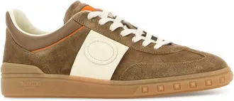 Valentino Garavani Mens Cappuccino Suede Upvillage Sneakers&acirc; Darkkhakiivorypumpkindkkhakiivam