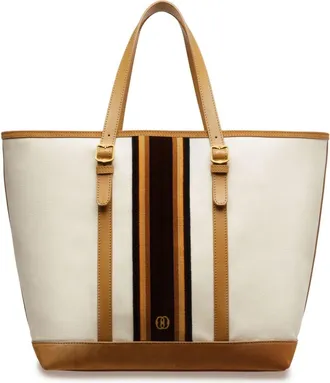 Bally Gare stripe-detail tote bag - men - Cotton/Bovine Leather (top grain)/Calf Leather - One Size - Neutrals