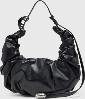 Diesel Grab-D-Large scrunched hobo bag - Shoulder Bags - Woman - Black