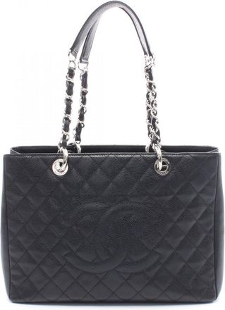 Chanel Black Leather Handbag Tote Bag (Pre-Owned)