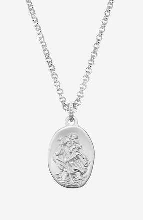 Dower & Hall Mens St. Christopher Talisman Necklace in Sterling Silver at Nordstrom, Size 22
