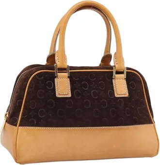Celine C Macadam Suede And Leather Brown Suede Handbag (Pre-Owned)