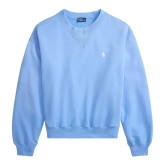 Ralph Lauren Round-neck Knitwear, female, Blue, Size: M Logo Sweater