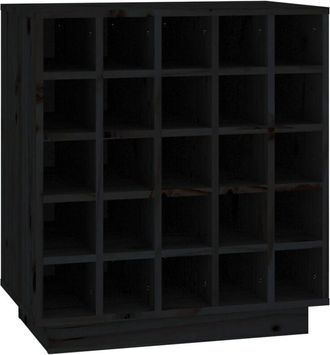 vidaXL Wine Cabinet Black 55.5x34x61 cm Solid Wood Pine Vidaxl