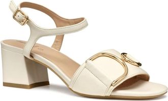 Geox Beige Platte Sandalen voor Vrouwen - Dames - Sandalen met hakken - Beige - 38 EU - Leer - Schoenen
