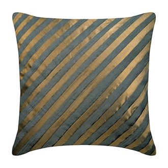 OEM Funda De Almohada De 30x30 Cm (12x12 Pulgadas) Con Ribete De Seda Gris, Dise&ntilde;o A Rayas Hecho A Mano, Estilo Moderno, Color Gris Cobrizo