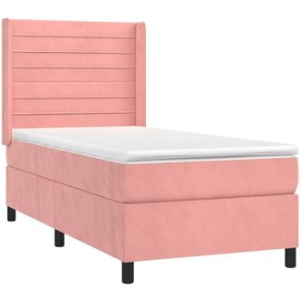 vidaXL Cama Box Spring Colch&oacute;n Y Led Terciopelo Rosa 80x200 Cm Vidaxl