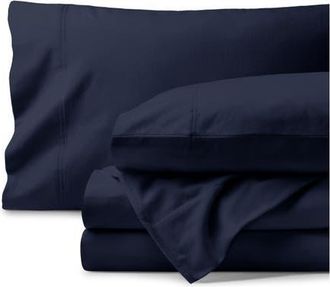 Bare Home 100% Organic Cotton Flannel Sheet Set in Midnight Blue at Nordstrom, Size California King