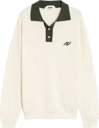 Autry Sportief Poloshirt met Lange Mouwen - Heren - Polos - Beige - 2XL - Katoen - Tops