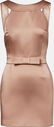 New Arrivals Delphine bow-detail satin minidress