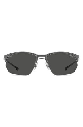 Carrera 65mm Oversize Rectangular Sunglasses in Matte Dark Ruthenium/Grey at Nordstrom