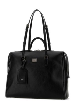 Dolce & Gabbana Mens Black Leather Vittoria Shopping Bag Nero Borse A Mano