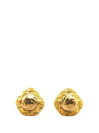 Chanel 20th Century Gold Plated Round Clip On Earrings costume earrings