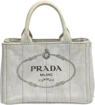 Prada Pre-owned Canvas Tote Bag - Dames - Vintage Shopper - Wit - ONE Size - Vintage