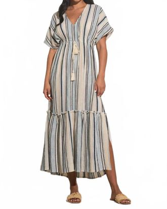 Elan Danica Maxi Dress In Natural Blue Stripe
