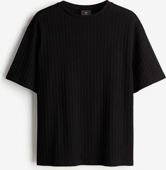 H&M T-Shirt in Loose Fit - Schwarz