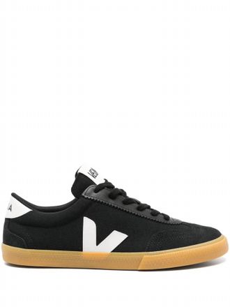 Veja Mens Volley Canvas Suede T Toe Sneakers In Black / Gum