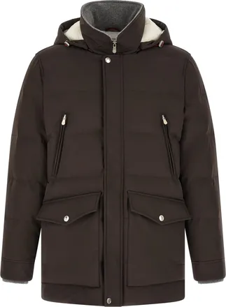 Brunello Cucinelli Brown Polyamide Mens Parka