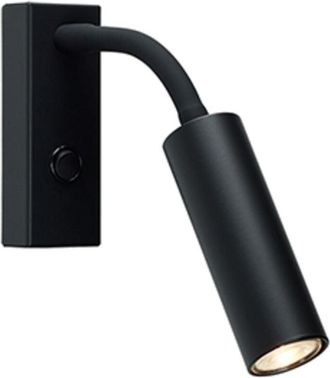 Belid Cato Flexi Arm Lámpara de lectura Flat Black, Switch On Wall Title 1x GU10