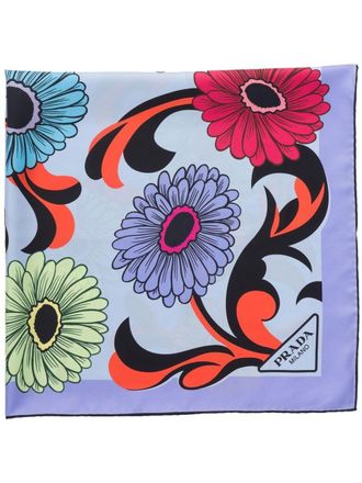 Prada Foulard a fiori - Blu