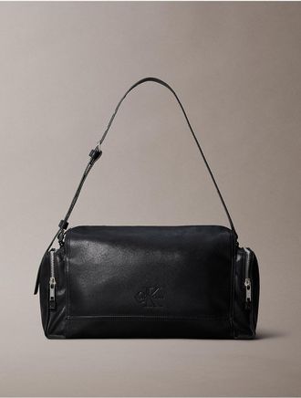 Calvin Klein Mens Embossed Monologo Zip Duffle Bag - Black