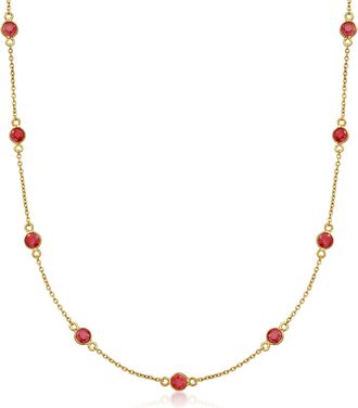 Ross-Simons Ruby Station Necklace in 18kt Gold Over Sterling