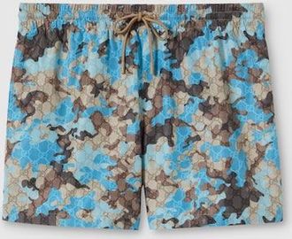 Gucci Printed Technical Poplin Swim Shorts, Size 44 IT, Beige, Ready-to-wear