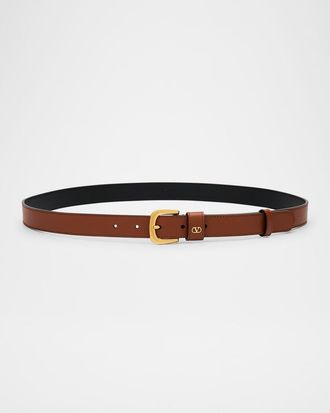 Valentino Garavani VLogo Signature Embellished Leather Belt, 25mm