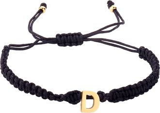 Generic 26 Initial Bracelet Gold Plated Letter Black Woven Dainty Charm For Men Women Girls Necklace for Wedding (D, One Size)