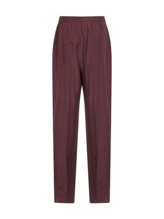 Saint Laurent Womens Silk Trousers Aubergine Bordeaux