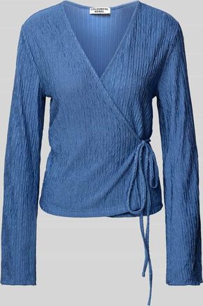 Colourful rebel Regular Fit Wickelbluse mit V-Ausschnitt Modell Winona in Rauchblau, Gr&ouml;&szlig;e M