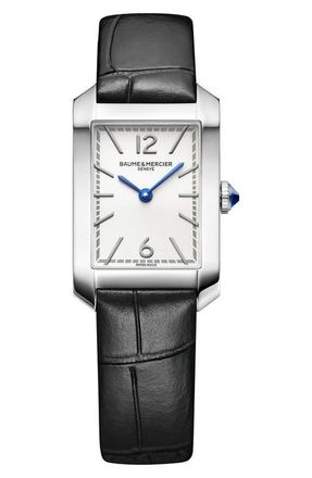 Baume & Mercier Hampton Leather Strap Watch, 35mm x 22.2mm in White at Nordstrom