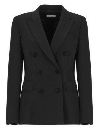 Alberto Biani Black Double-Breasted Classic Lapel Structured Jacket