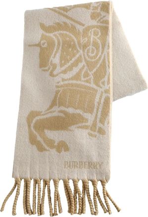 Burberry Sciarpa con frange e logo - Toni neutri