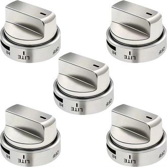OEM Pomos Horno, 5 Piezas, Compatibles Pomo Horno Placa Aez73453509, Pomos Placa Gas, Sustituye Aez72909008, Hornos El&eacute;ctricos Placas Plateados