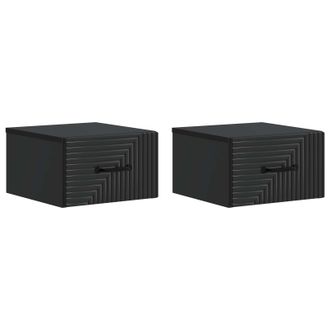 vidaXL Mesita De Noche De Pared 2 Pcs Negro 34,5 X 33 X 20 Cm Vidaxl