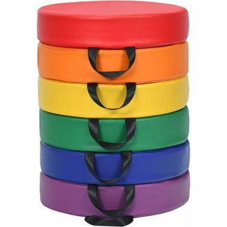 Costway Tappeto per Bambini 6 Pezzi, Tappeto da Terra Cuscino Yoga Meditazione, per Camera da Letto e Salotto, Moderno 38x38x8cm, Rotondo - Costway