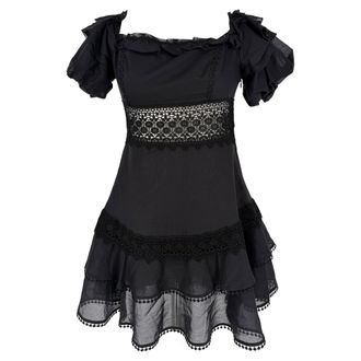 Charo Ruiz Ibiza Charo Ruiz Lace-Trimmed Mini Dress in Black Cotton