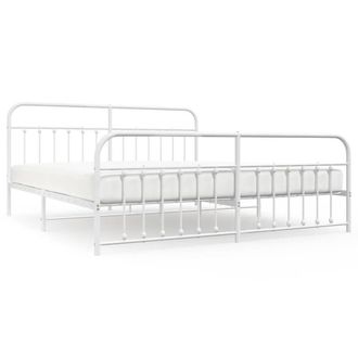 Berkfield Home Metal Bed Frame with Headboard & Footboard White 193x203 cm