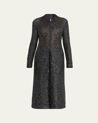 Giorgio Armani Front-Slit Sequin Metallic Knit Sweater